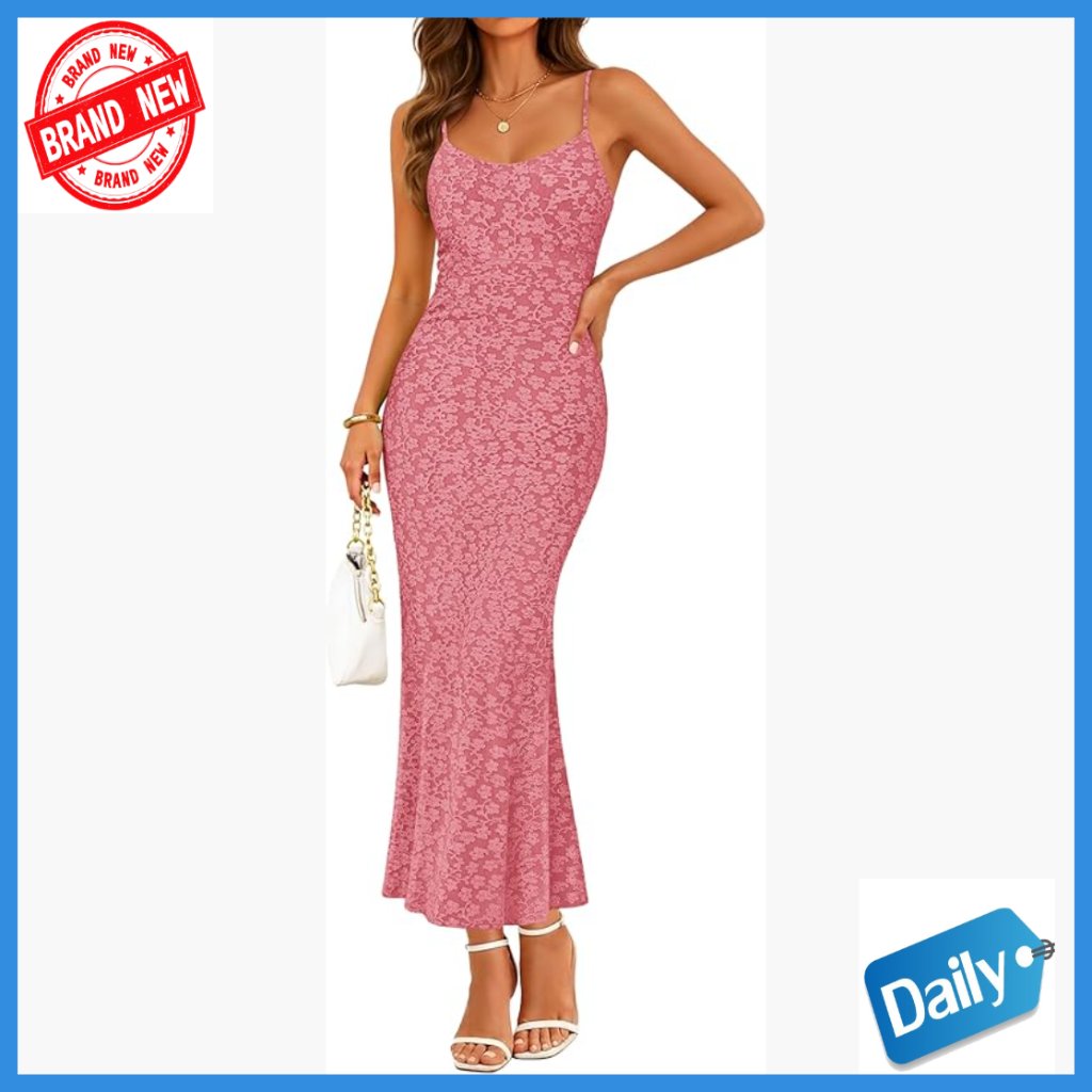 Floral Midi Bodycon Dress Spaghetti Straps Square Neck Sleeveless Casual Beach